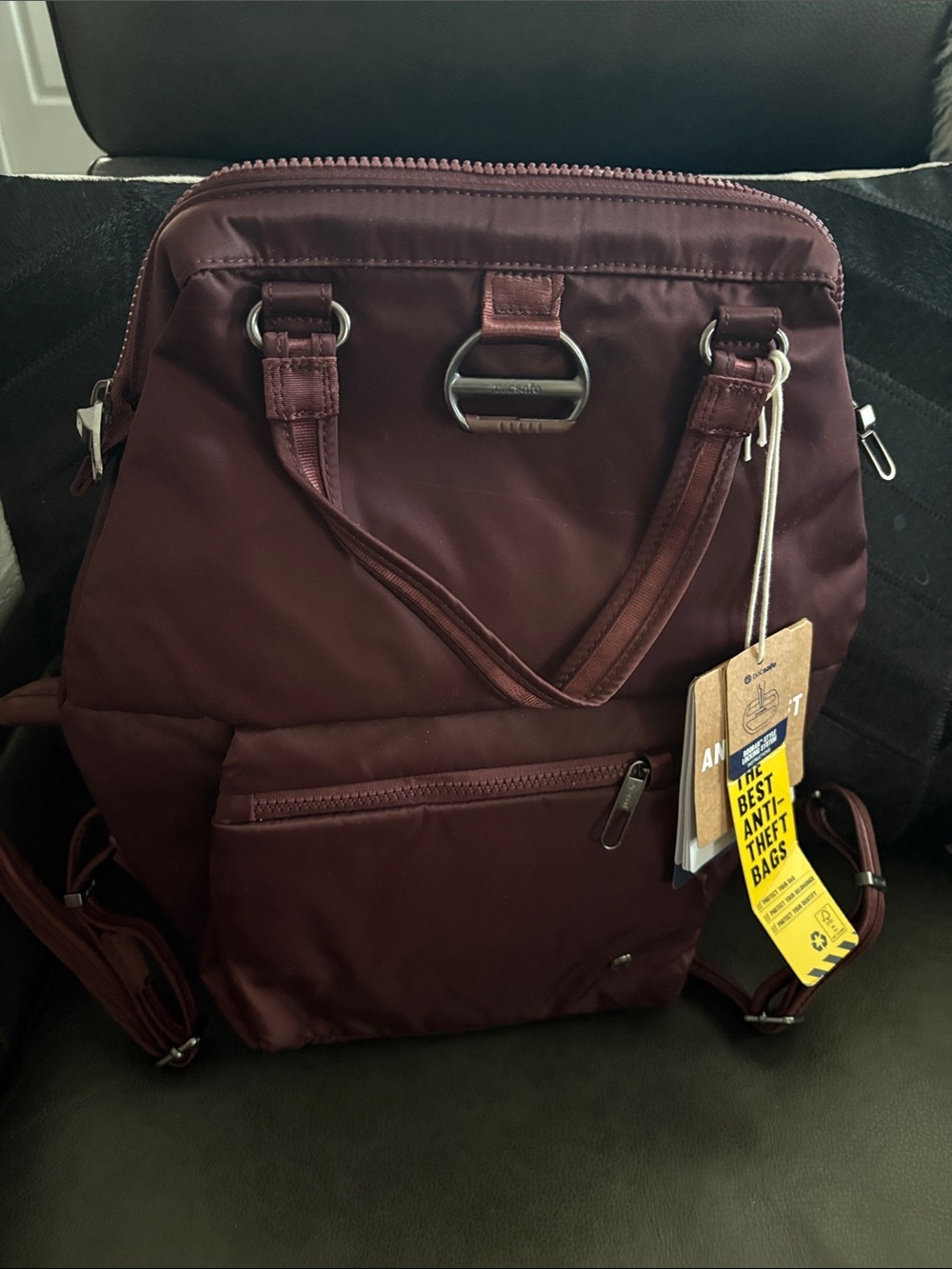 Pacsafe Mini Anti-Theft Women's Backpack Purse - Burgundy